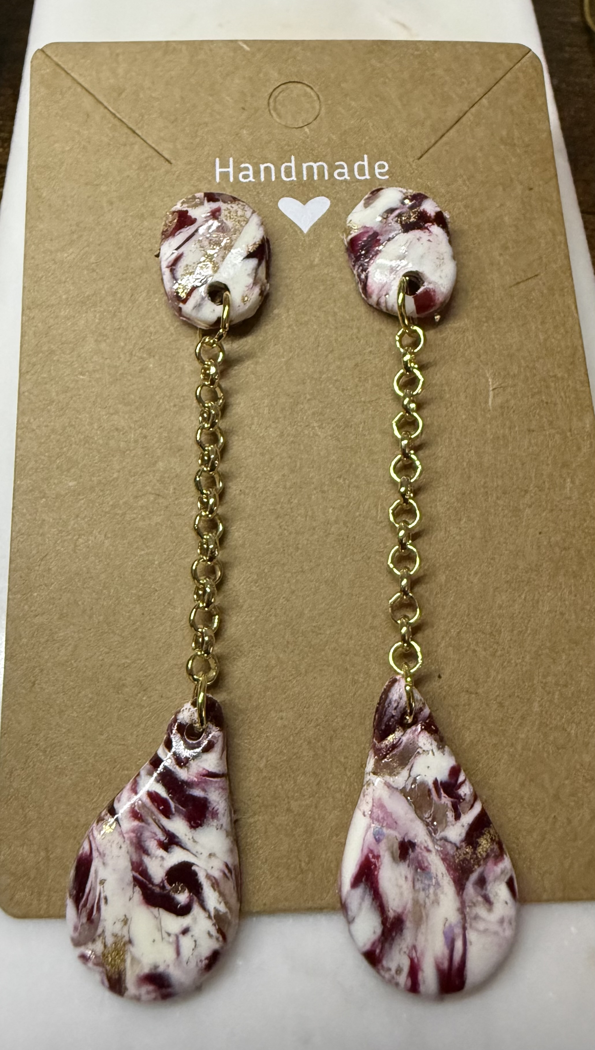 Gold and Burgundy dangle